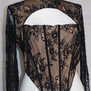 Fashion Nova Black Lace Mesh Chemise